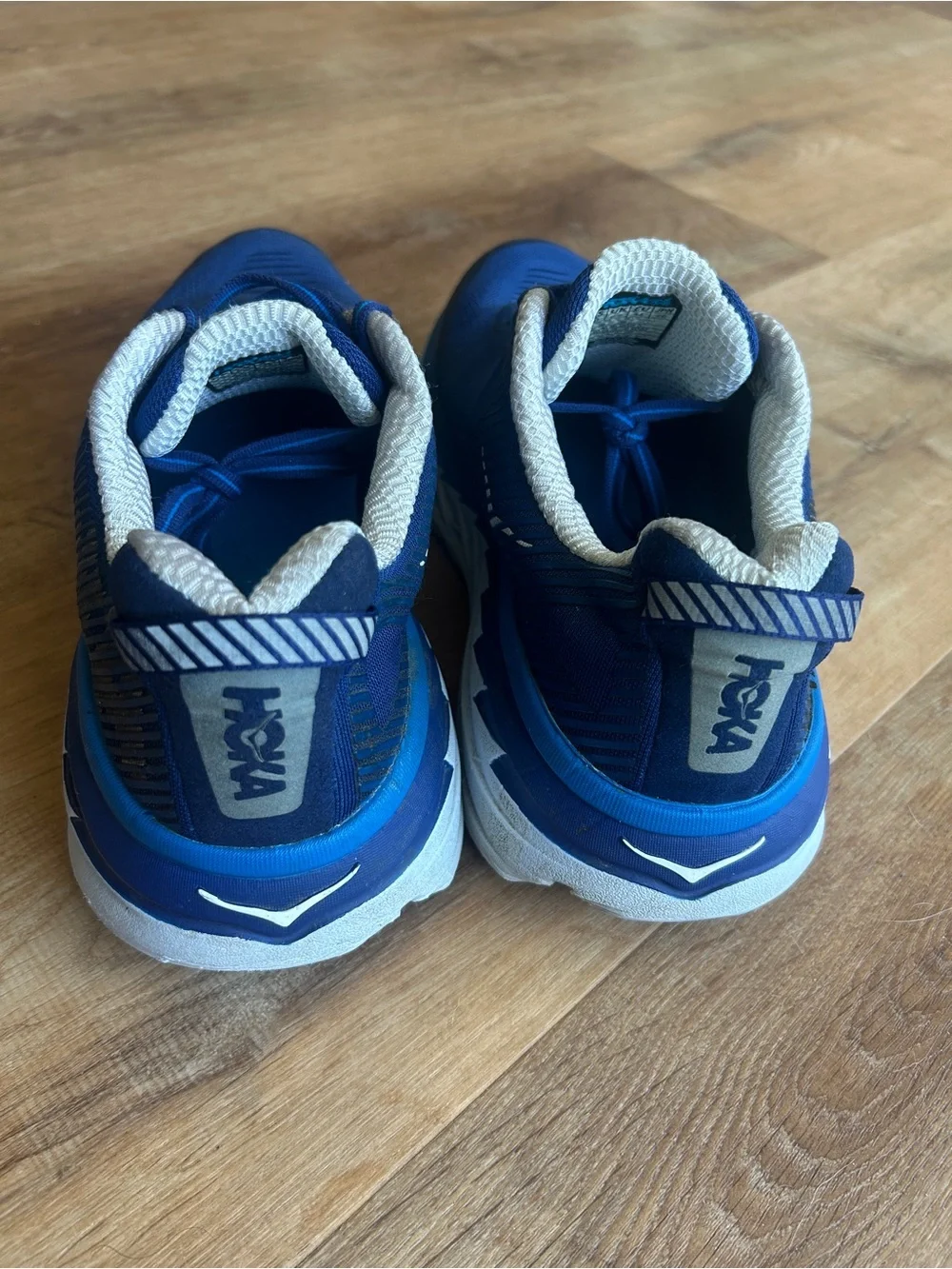 HOKA One One Bondi 5 Men’s Lace Up Running Shoes Blue/White US 10